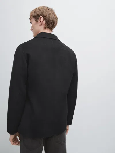 Massimo Dutti Double Wool Blend Blazer In Multi