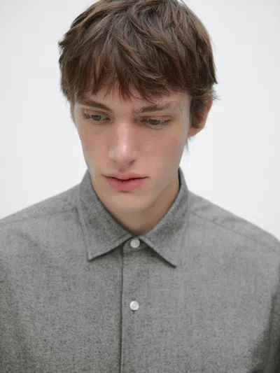 Massimo Dutti Regular Fit Melange Oxford Shirt In Gray