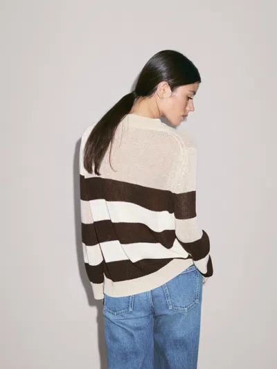 Massimo Dutti Striped Cotton Blend Knit Sweater In Multi