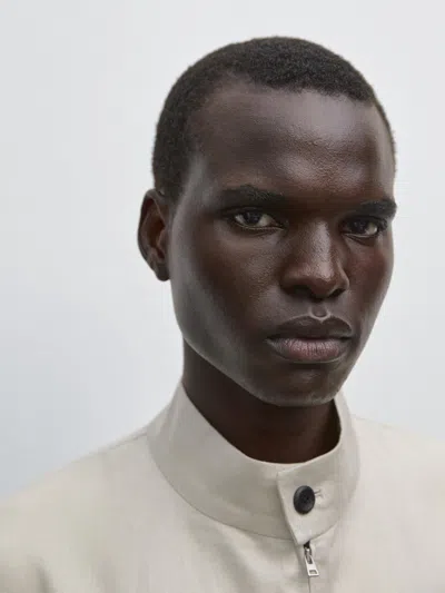 Massimo Dutti 100% Linen Lightweight Jacket In Neutral