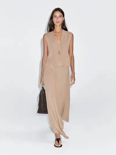 Massimo Dutti Asymmetric Knit Midi Skirt In Multi