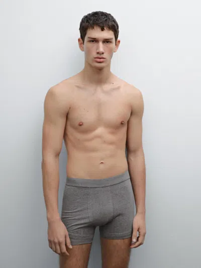 Massimo Dutti Plain Cotton Blend Boxers In Gray
