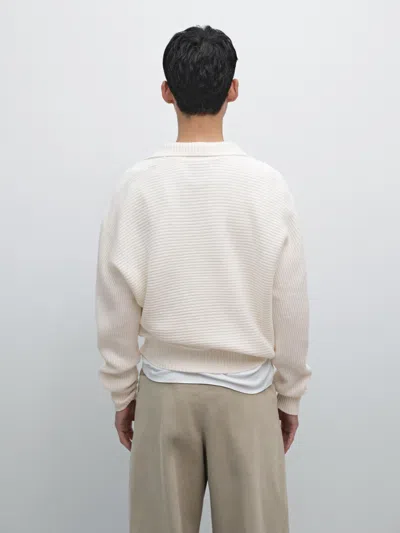 Massimo Dutti Knit Sweater With Mock Button Neck In Multi