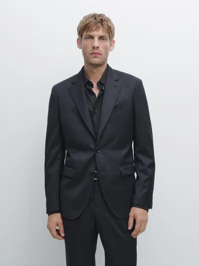 Massimo Dutti Pinstripe Wool Suit Blazer In Multi