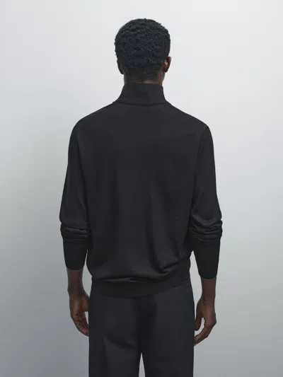 Massimo Dutti Mock Neck Knit Sweater With Zip In Multi