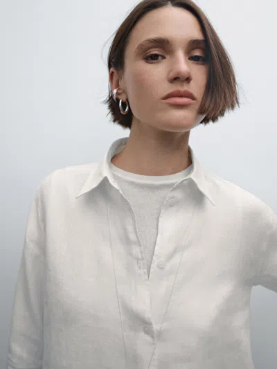 Massimo Dutti Flowing 100% Linen Shirt In Animal Print