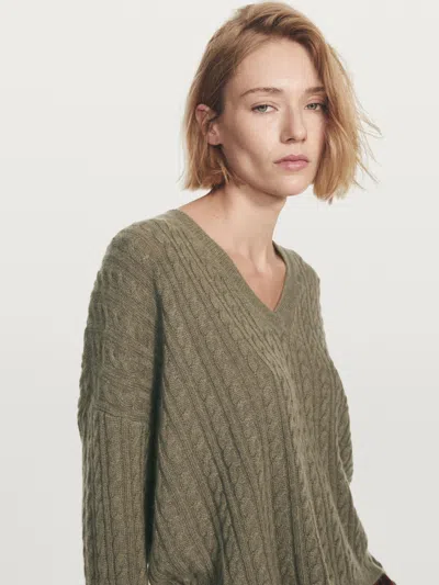 Massimo Dutti 100% Cashmere Oversize Knit Sweater In Brown