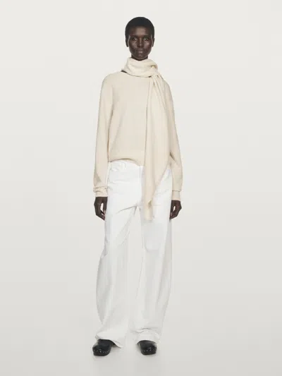 Massimo Dutti 100% Cashmere Scarf Neck Sweater In Neutral