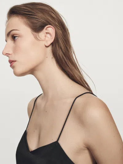 Massimo Dutti Camisole Top With Lace Detail In Black