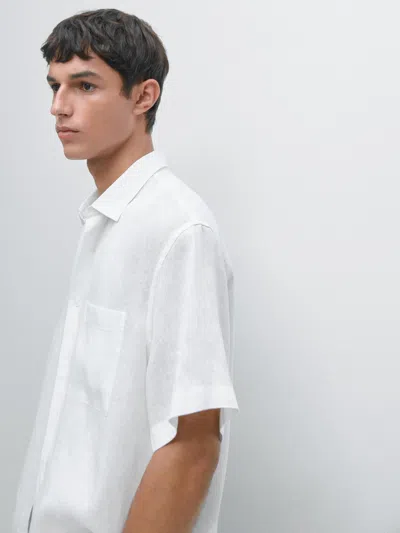 Massimo Dutti 100% Linen Short Sleeve Shirt In Multi