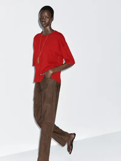 Massimo Dutti Wool Blend Crew Neck Sweater In Brown