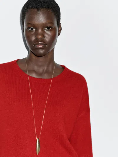 Massimo Dutti Wool Blend Crew Neck Sweater In Brown