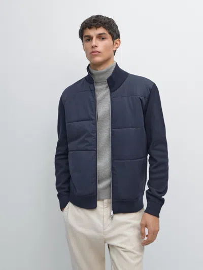 Massimo Dutti Contrast Knit Puffer Jacket In Blue