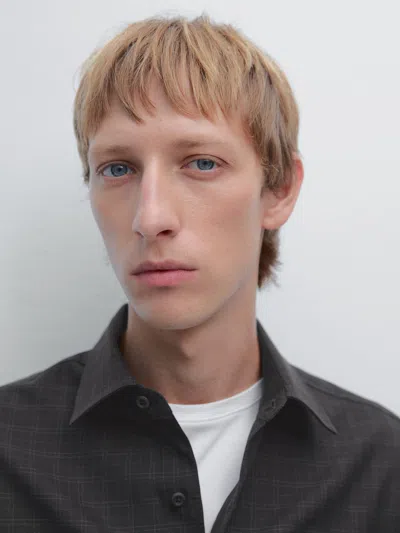 Massimo Dutti Regular Fit Check Shirt In Black