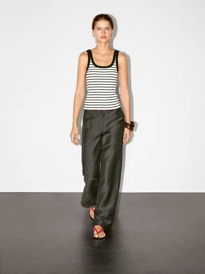 Massimo Dutti Stripe Print Vest Top In Black