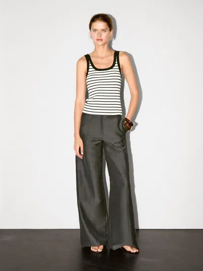 Massimo Dutti Stripe Print Vest Top In Black