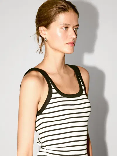 Massimo Dutti Stripe Print Vest Top In Black