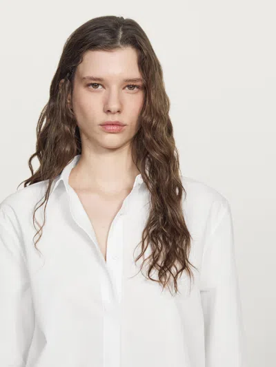 Massimo Dutti Poplin Shirt With Hidden Buttons In White