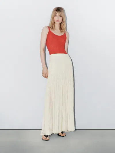 Massimo Dutti Cotton Blend Strappy Knit Bodysuit In Multi