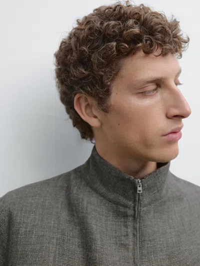 Massimo Dutti Faded Textured Linen Blend Jacket In Multi