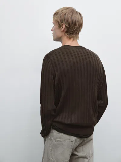 Massimo Dutti Textured Round Neck Sweater In Multi