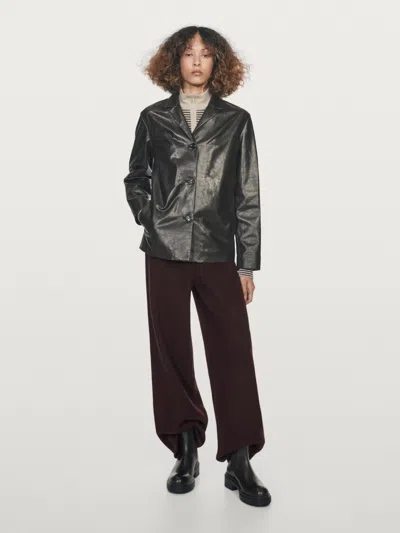 Massimo Dutti Wool Blend Straight In Black