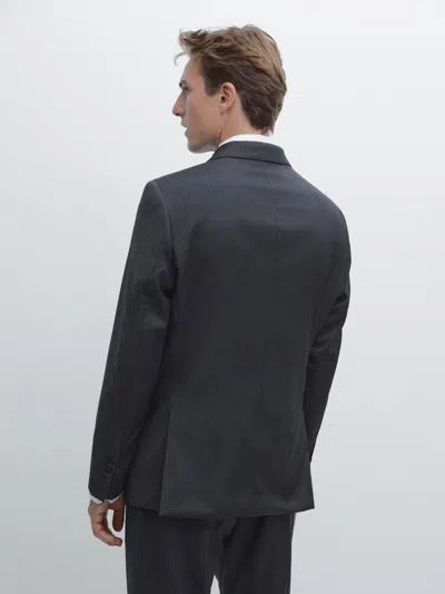 Massimo Dutti 100% Wool Suit Blazer In Black