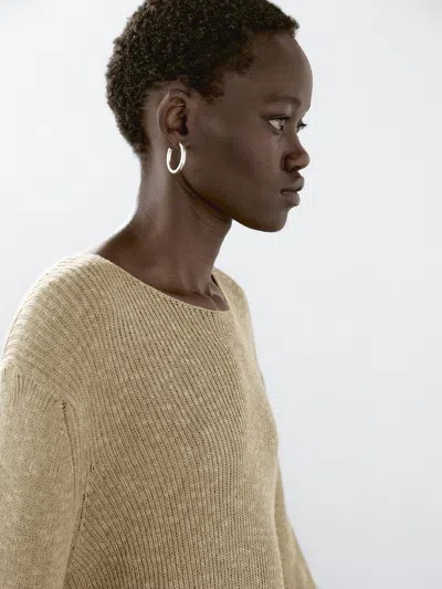 Massimo Dutti Cotton Blend Knit Sweater In Green