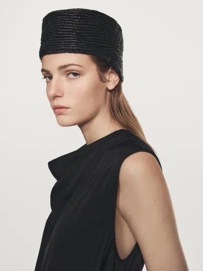 Massimo Dutti Flowing Satin Jumpsuit In Black