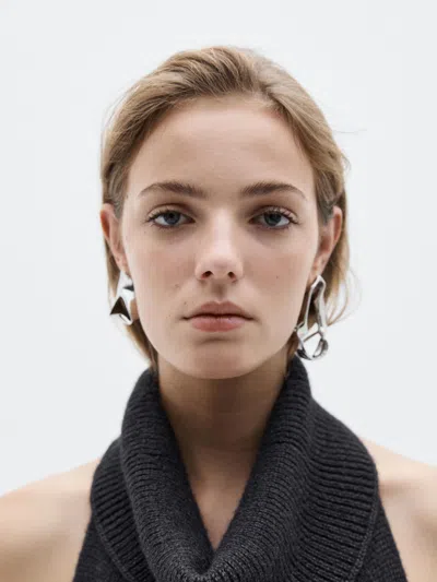 Massimo Dutti Knit Halter Midi Dress In Black