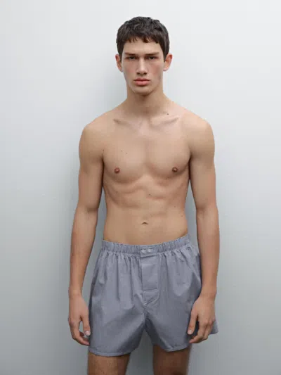 Massimo Dutti Gingham Mini Boxers In Blue