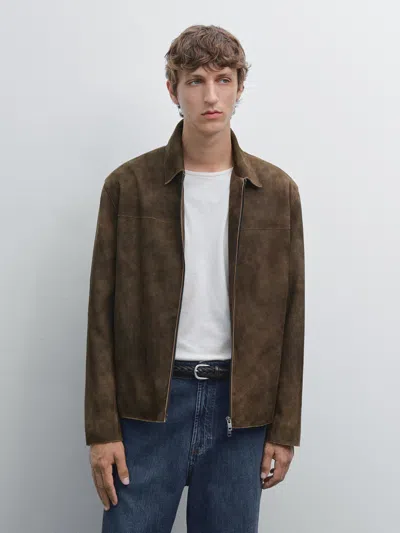 Massimo Dutti Suede Goatskin Jacket In Multi