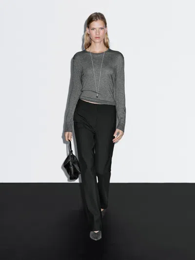 Massimo Dutti Flared Trousers In Black