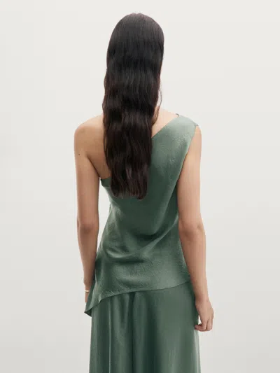 Massimo Dutti Asymmetric Top With Draped Detail In Green