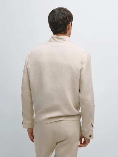 Massimo Dutti 100% Linen Jacket With Pockets In Multi