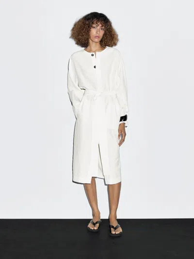 Massimo Dutti Shirt Dress With Contrast Buttons In White