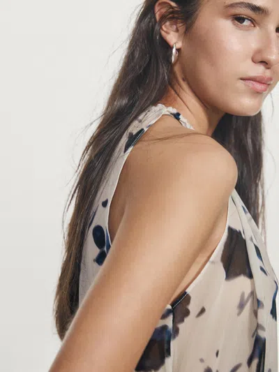 Massimo Dutti Asymmetric Flowing Floral Print Blouse In Multi