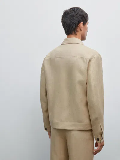 Massimo Dutti 100% Linen Total Look Jacket In Multi