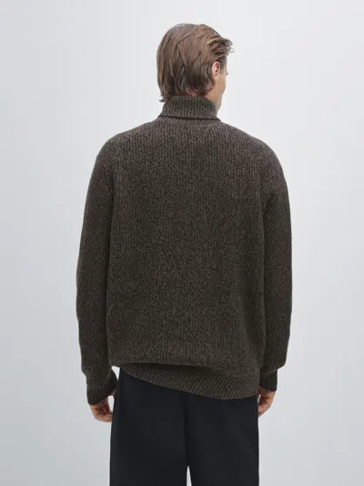 Massimo Dutti 100% Wool Mouliné Knit Sweater With High Neck In Multi