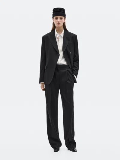 Massimo Dutti 100% Wool Wide In Black