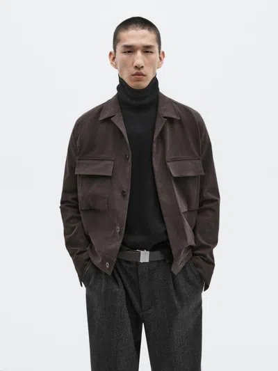 Massimo Dutti Jacket With Pockets In Brown
