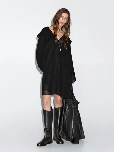 Massimo Dutti Short Ruffled Dress In Multi