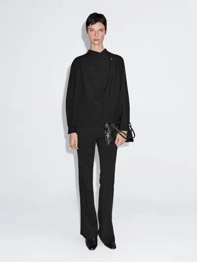 Massimo Dutti Blouse With Crossover Detail And Button In Multi