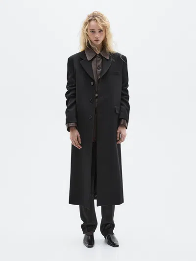 Massimo Dutti Long 100% Wool Coat In Multi