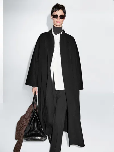 Massimo Dutti Long Coat With Stand Collar In Animal Print