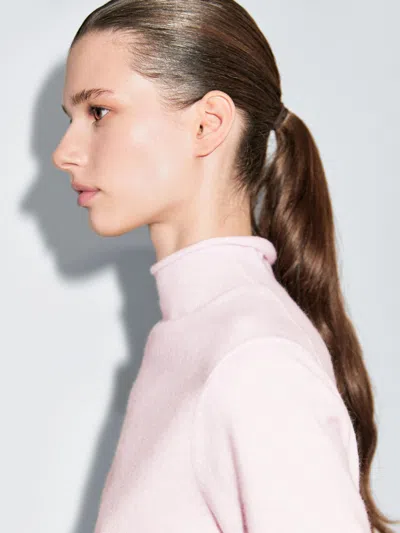 Massimo Dutti Knit Wool Blend Sweater With Short Sleeves In Pink