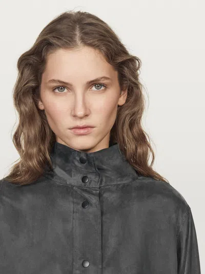 Massimo Dutti Flowing Shirt With Snap Buttons In Gray