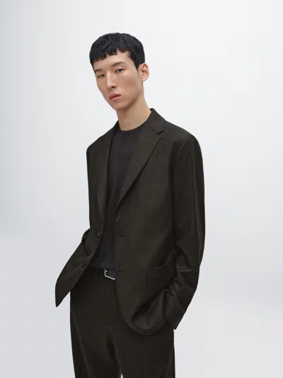Massimo Dutti 100% Wool Suit Blazer In Black