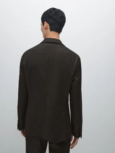 Massimo Dutti 100% Wool Suit Blazer In Black