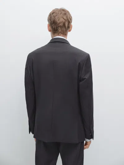 Massimo Dutti 100% Wool Suit Blazer In Black